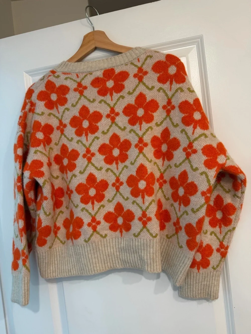 Anthropologie Maeve Orange Floral Pop Intarsia Cardigan Sweater 🔥 Size S - Picture 6 of 6